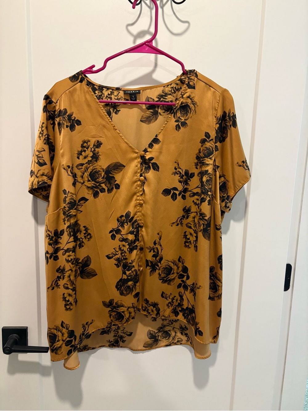 torrid Mustard Yellow Floral V-Neck Blouse